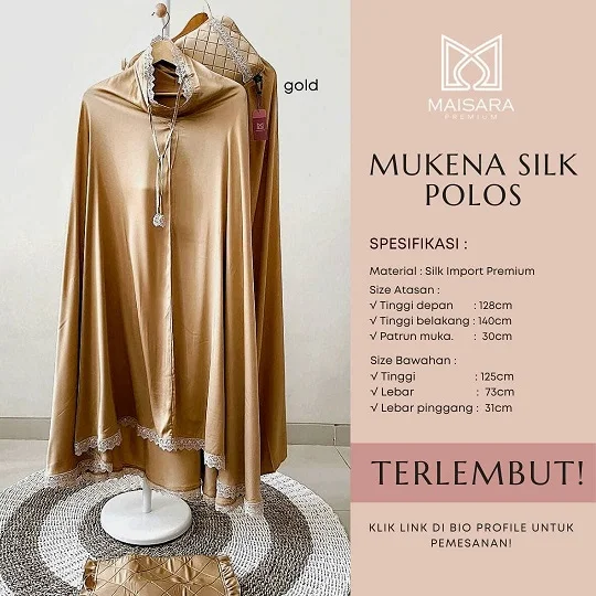 mukena silk polos maisara premium gold