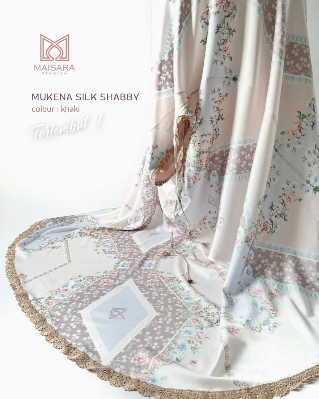 mukena silk shabby maisara - khaki