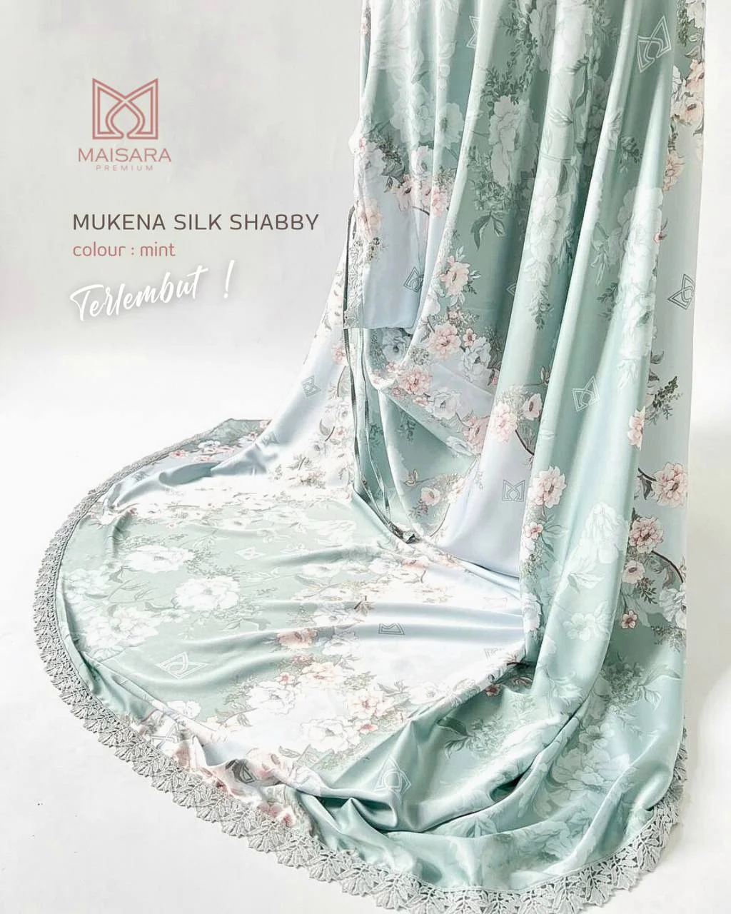 mukena silk shabby maisara - mint